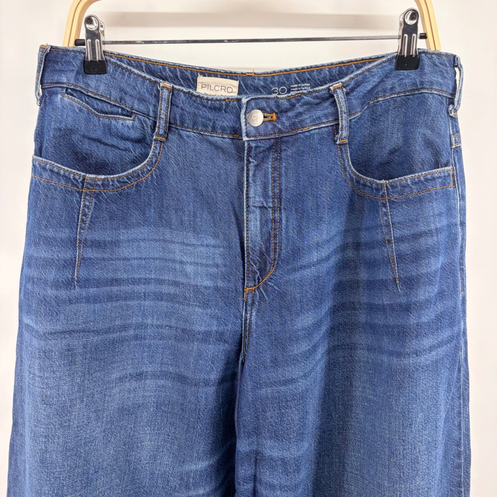 Pilcro Anthropologie High Rise Wide Leg Jeans 30 Medium Wash Cotton Boho Chic - Picture 4 of 16